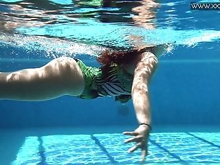 Spanish Swimming Woman Diana Rius Shows Striptease Under The Water